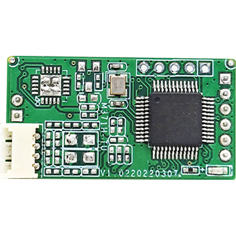 Top view of 30 × 16 mm 125 kHz prox and EM reader module with white 4-pin antenna connector