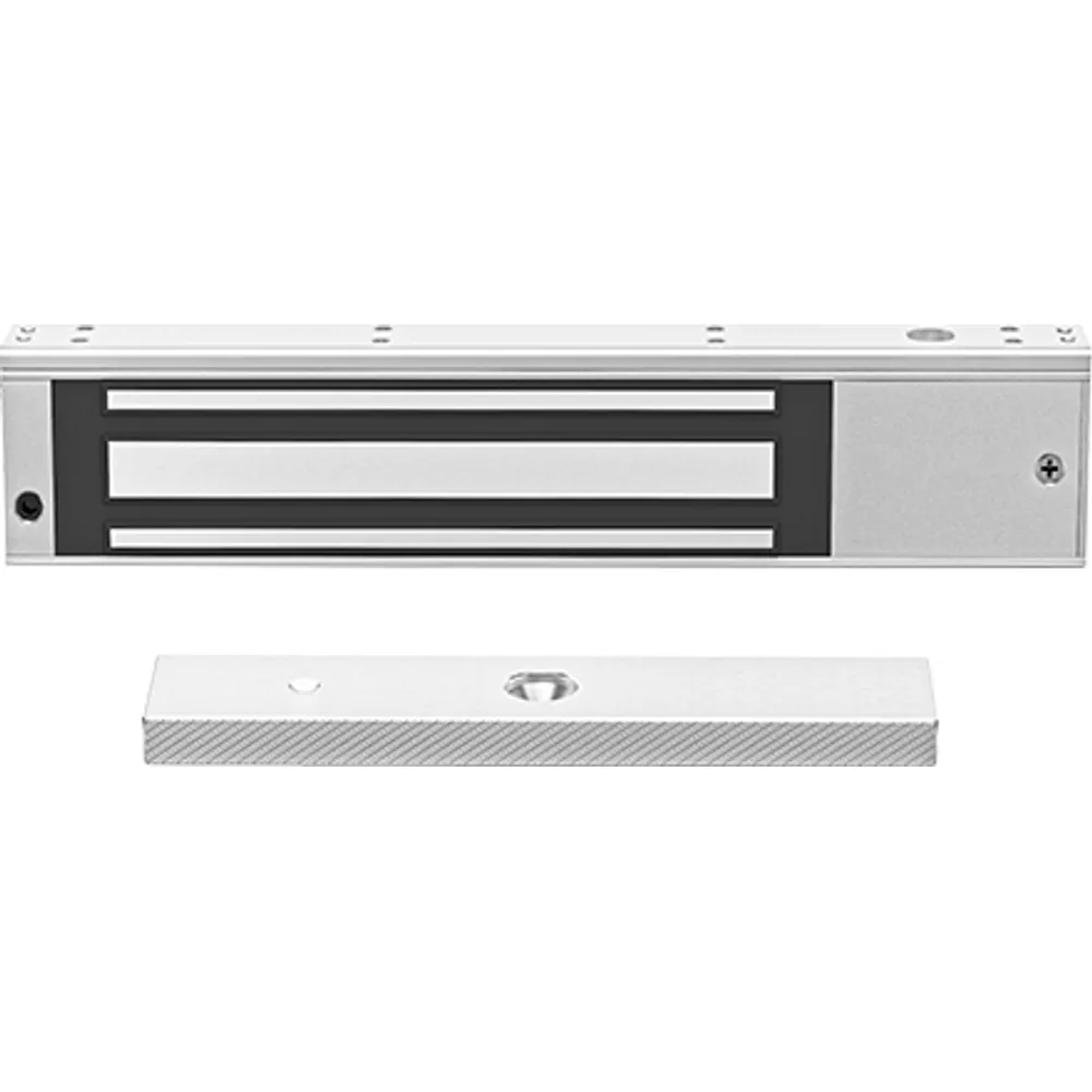 280 kg (600 lb) single-door magnetic lock with armature plate, front view