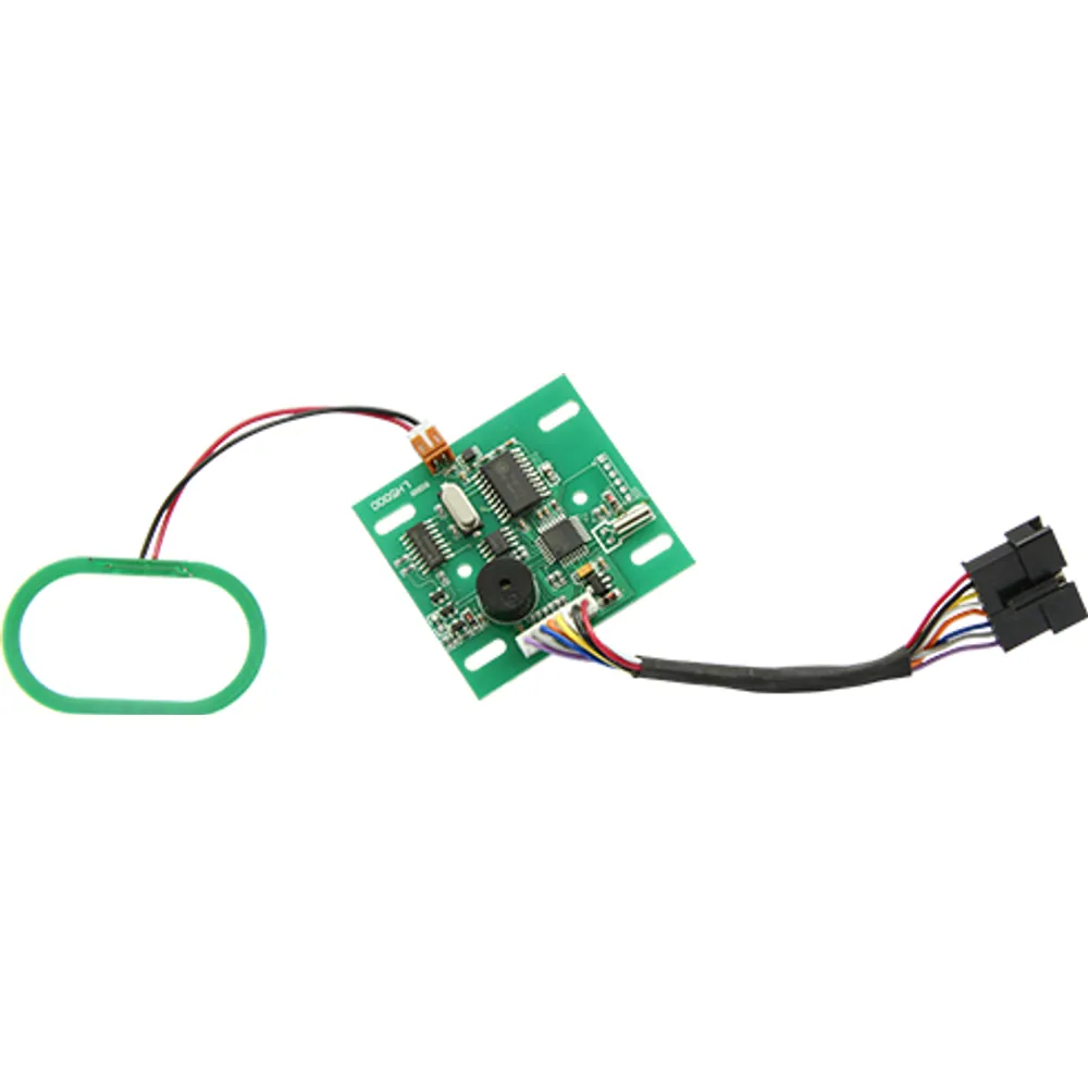 13.56 MHz reader module board with oval coil antenna, buzzer and wired connector harness