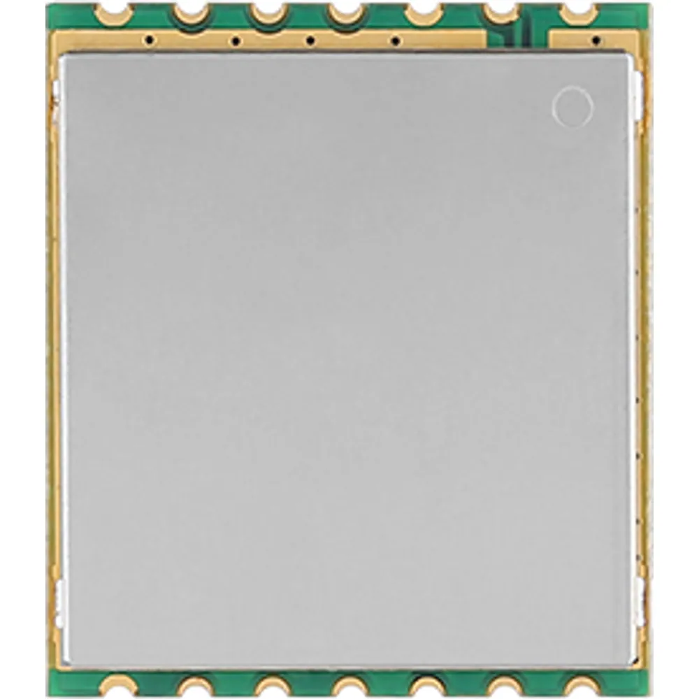 Miniature 23 × 20 mm UHF RFID reader module with metal shield and castellated edge pads