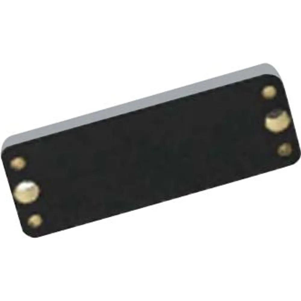 Small black PCB on-metal UHF RFID tag, 25 × 10 mm, with gold-plated holes at both ends