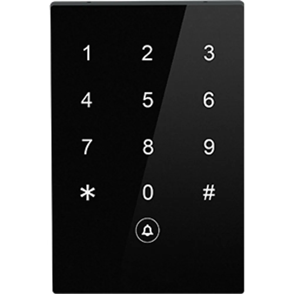 SK-110 black touch keypad access controller, front view with 0–9, * and # keys and doorbell key